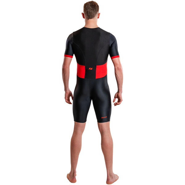 2026 ZONE3 Mens Activate Short Sleeve Full Zip Trisuit TS21MACTS108 - Black / Red